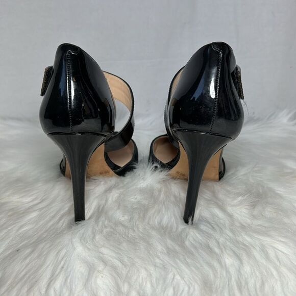 Vince Camuto Carlotte Black Asymmetrical Strap Heels Sz 8 - Picture 4 of 7